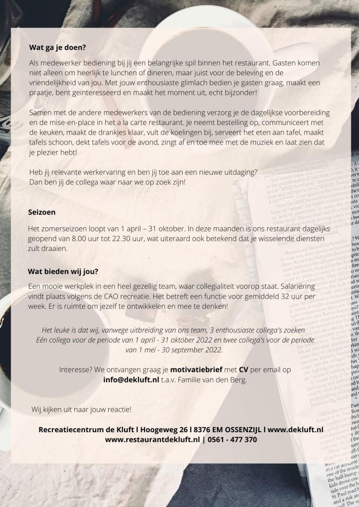 Vacature medewerker bediening (mv) 2022 blz. 2